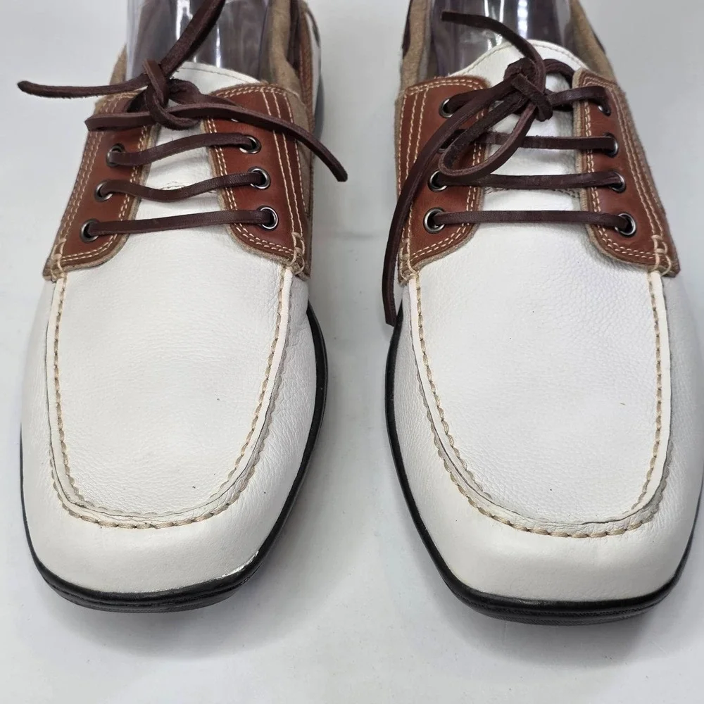 Kenneth Cole Unlisted Duck Quick Shoes Men's Size 15 White Brown Leather Casual